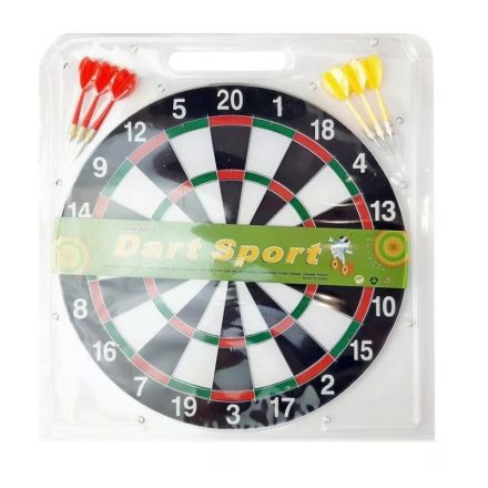 Darts tábla, kétoldalas, 6 db nyíllal, Salta