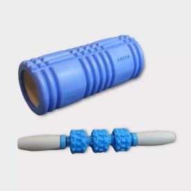  Izomlazító készlet, SMR henger 33X14 cm + masszázs rúd, Salta - kék