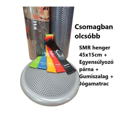 SMR henger 45x15cm + Egyensúlyozó párna + Gumiszalag + Jógamatrac