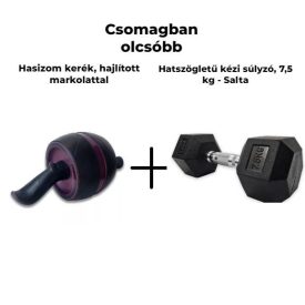   Hasizom kerék, hajlított markolattal + Hatszögletű kézi súlyzó, 7,5 kg - Salta